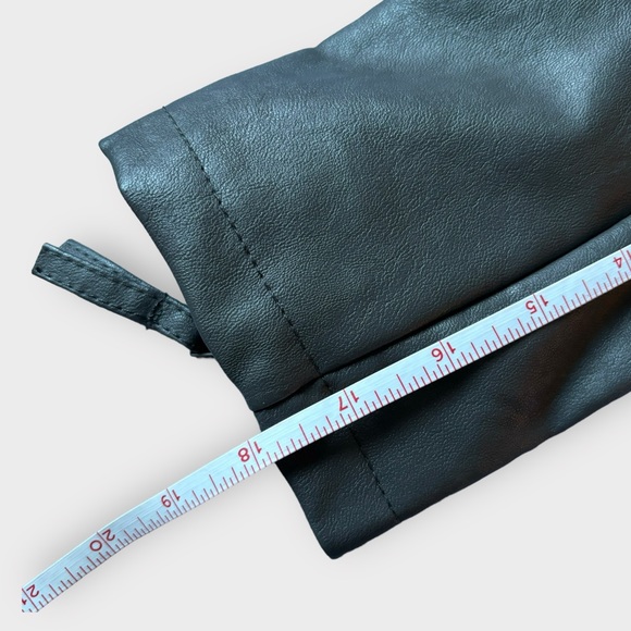 Asymmetrical Cropped Vegan Leather Moto Biker Jacket Grey Medium - Picture 12 of 16